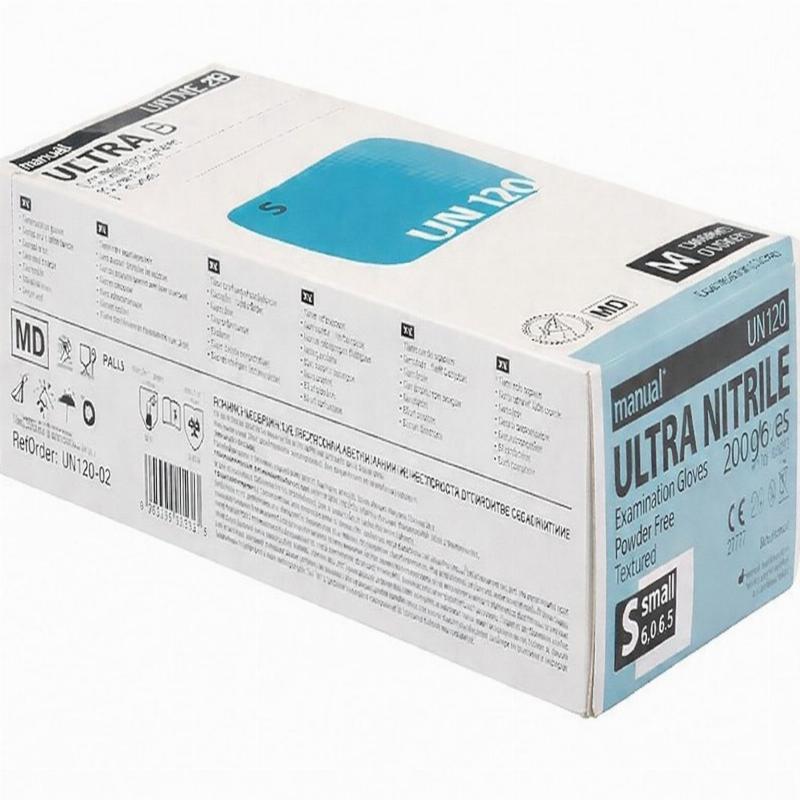 manual® УН 120 Ультра нітрилові оглядові рукавички, нестерильні, неопудрені, розмір XL